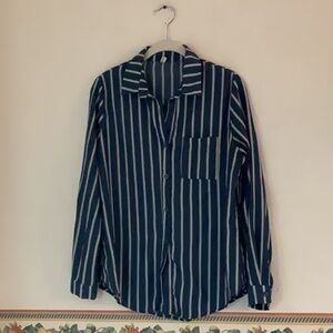 Hotouch Striped Button-Up Shirt, Size S, Blue/White